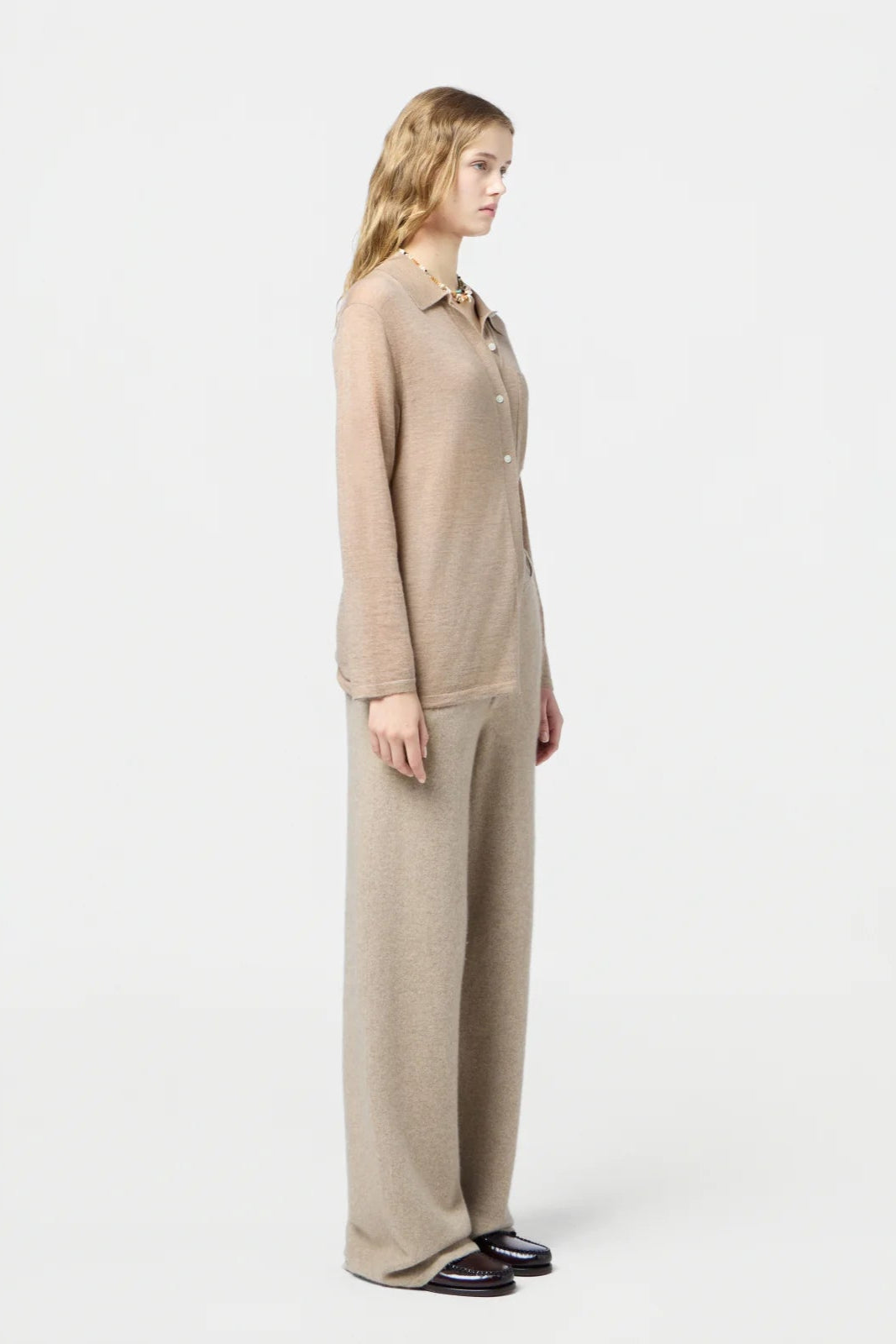 Guest in Residence Showtime Lightweight Cashmere Button-down Shirt in Taupe | Shop Eleanor - Women's Online Designer Clothing Boutique