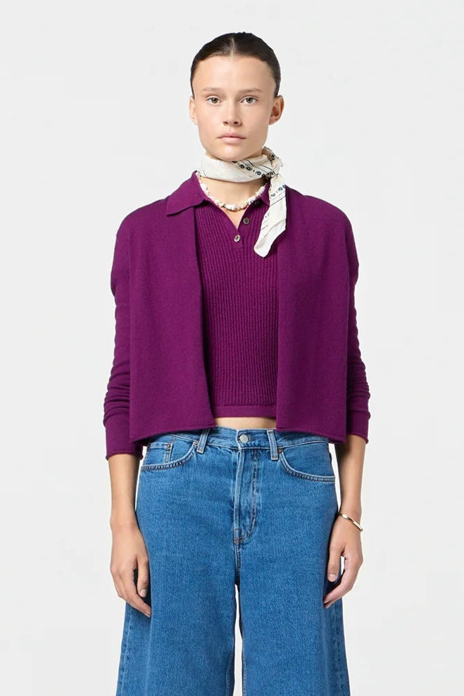 Guest in Residence Stealth Shawl Cardigan in Aubergine | Shop Eleanor - Women's Designer Boutique in Louisville, CO