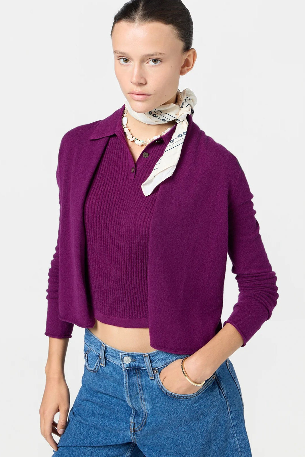 Guest in Residence Stealth Cardigan in Aubergine | Shop Eleanor - Women's Designer Boutique