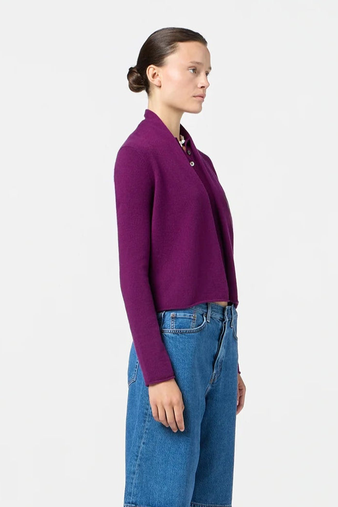 Guest in Residence Stealth Lightweight Cashmere Cardigan in Aubergine | Shop Eleanor - Women's Online Designer Clothing Boutique