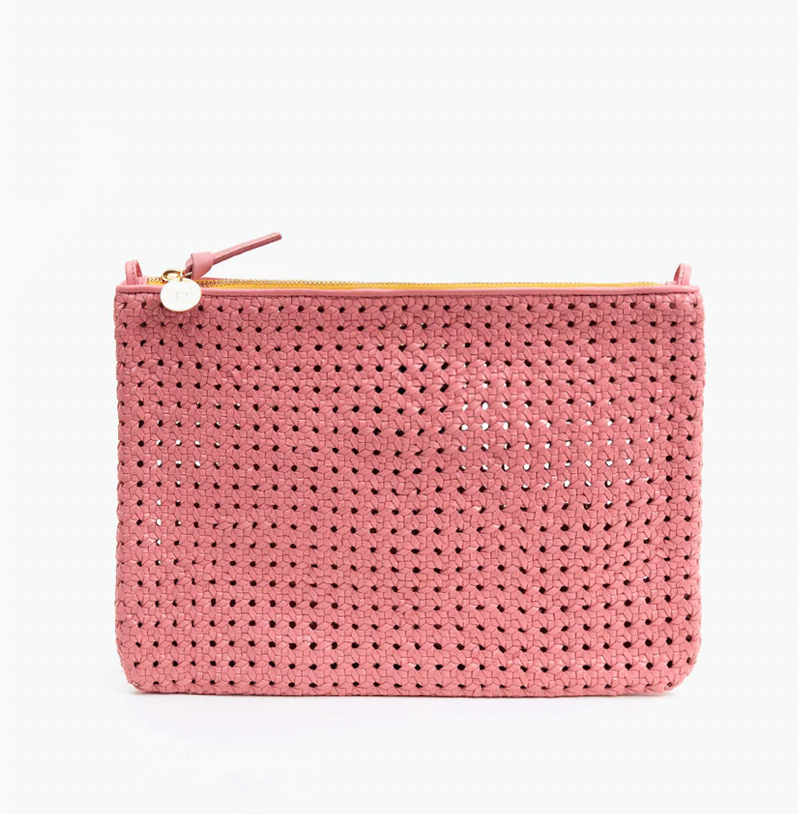 Clare V. Flat Clutch with Tabs Black Rattan
