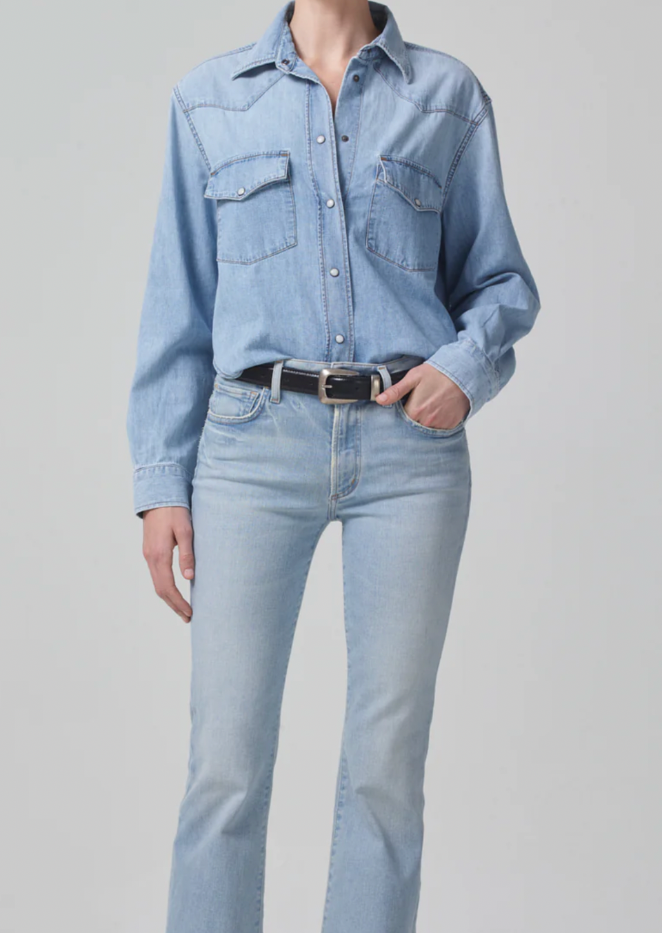 The Citizens of Humanity Cropped Western Shirt in Pharos