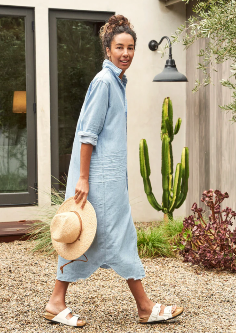 The Frank & Eileen Rory Maxi Shirt Dress in Classic Blue