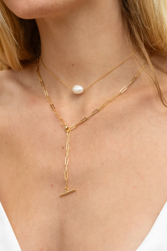 The THATCH Natalie Lariat Plated Necklace in Gold