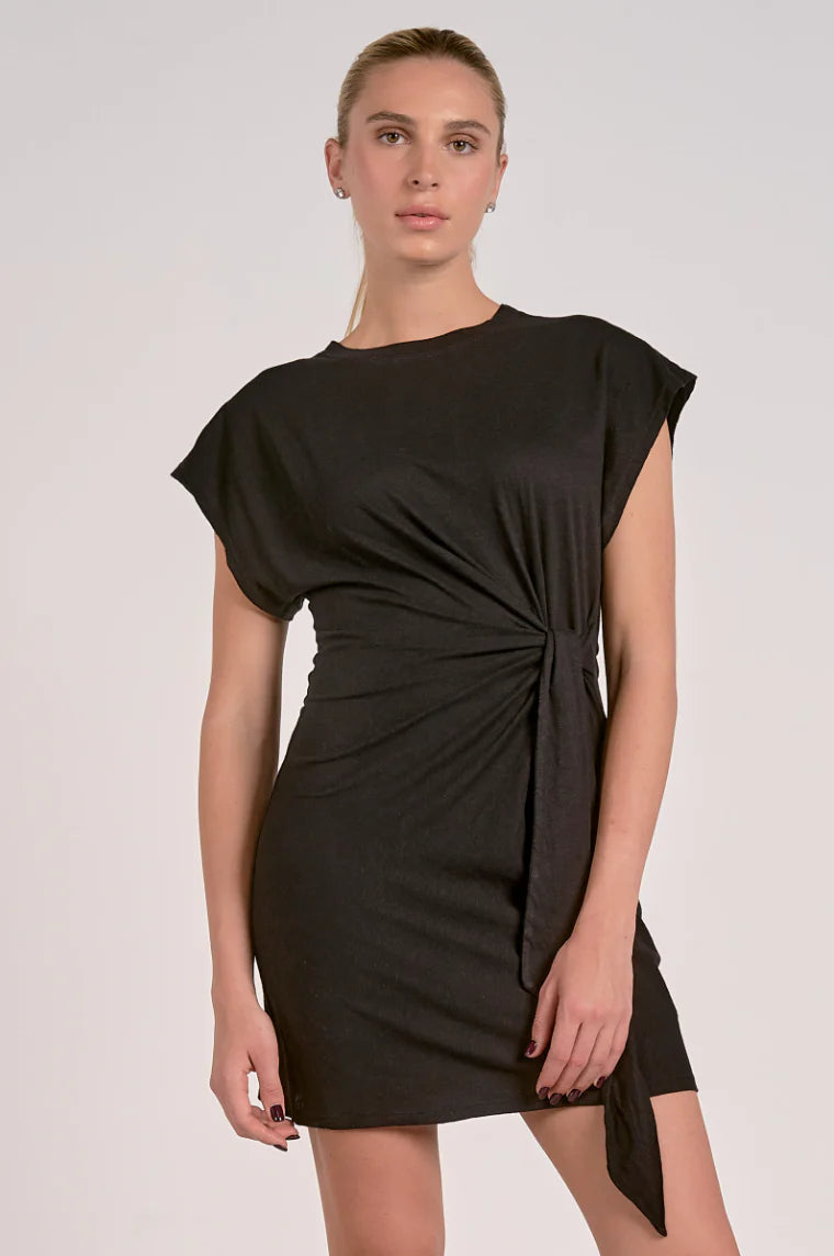 Elan Tie Waist Wrap Dress in Black | Shop Eleanor