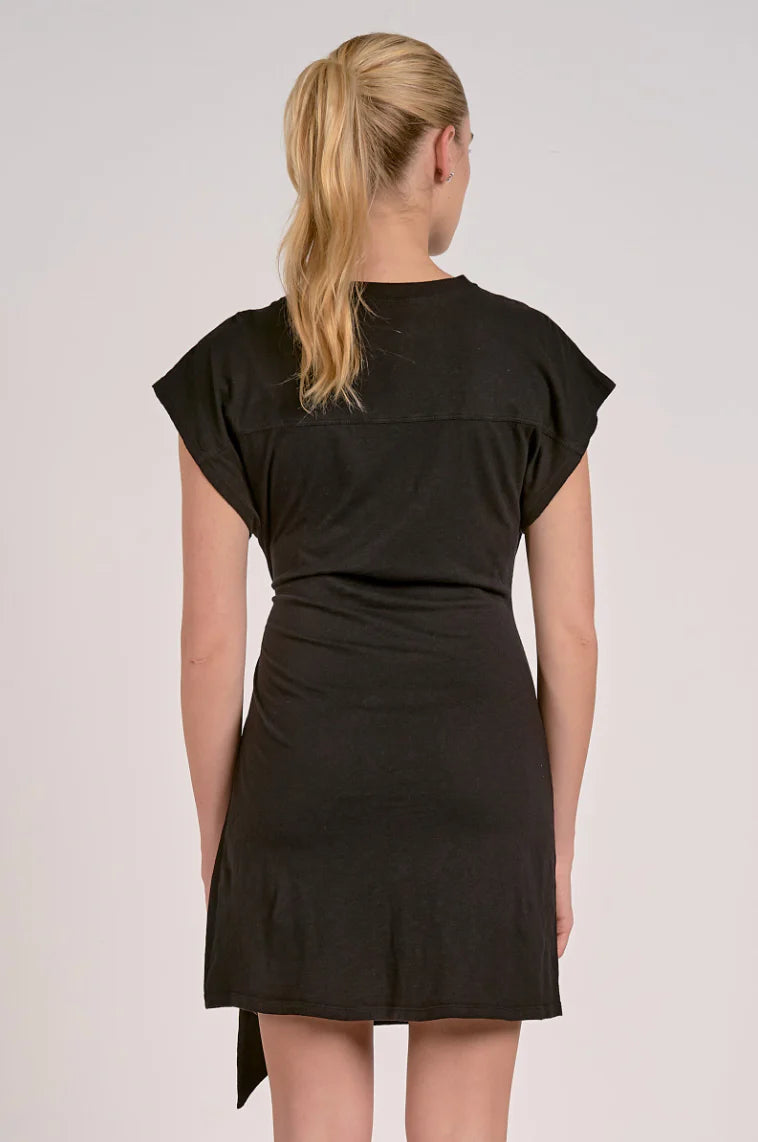 Elan Tie Waist Wrap Dress in Black | Shop Eleanor
