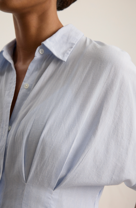 The Velvet Riley Dress in Blue Stripe | Shop Eleanor