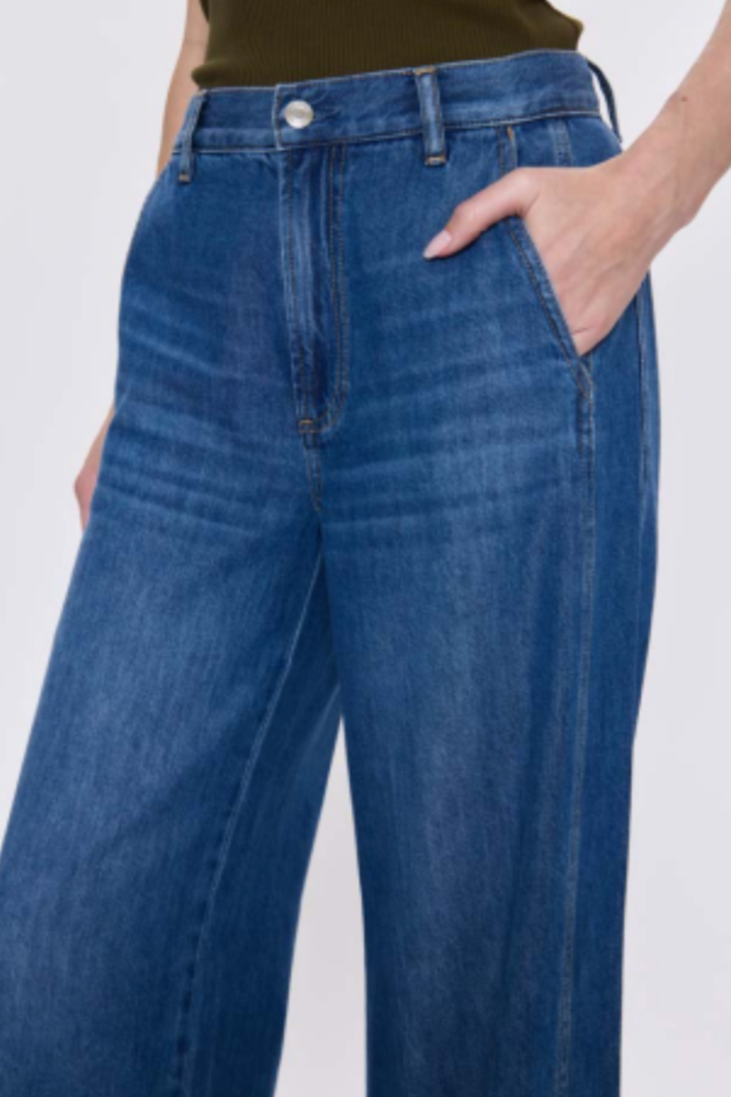 Pisola Jadyn Tailored Wide-leg Low Waist Palazzo Jeans in Mid Blue | Shop Eleanor