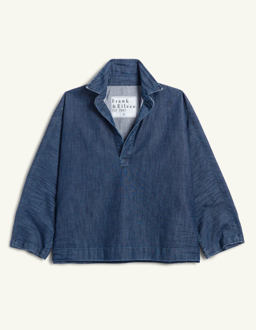 Frank & Eileen Popover Linen Shirt in Vintage Dark Wash | Shop Eleanor