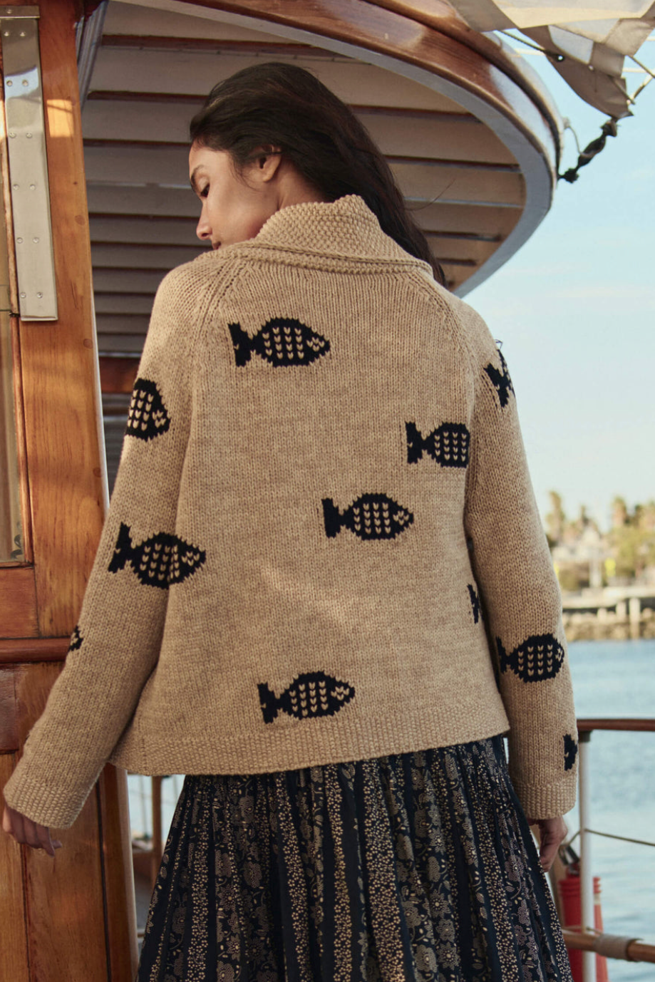 The Great Swimming Fish Cardigan in Natural | Shop Eleanor
