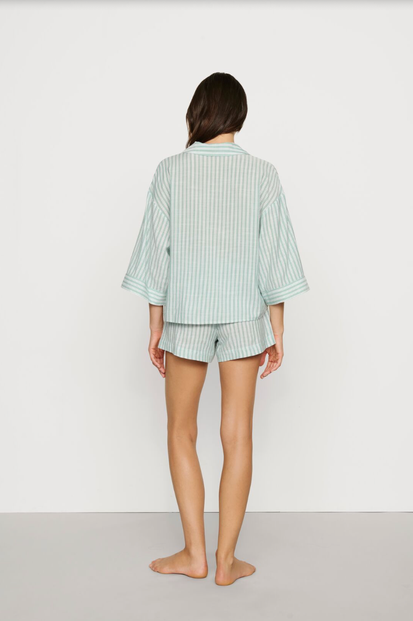 Eberjey Nautico Relaxed Short PJ Set in Regatta Stripe Seagrass/White | Shop Eleanor