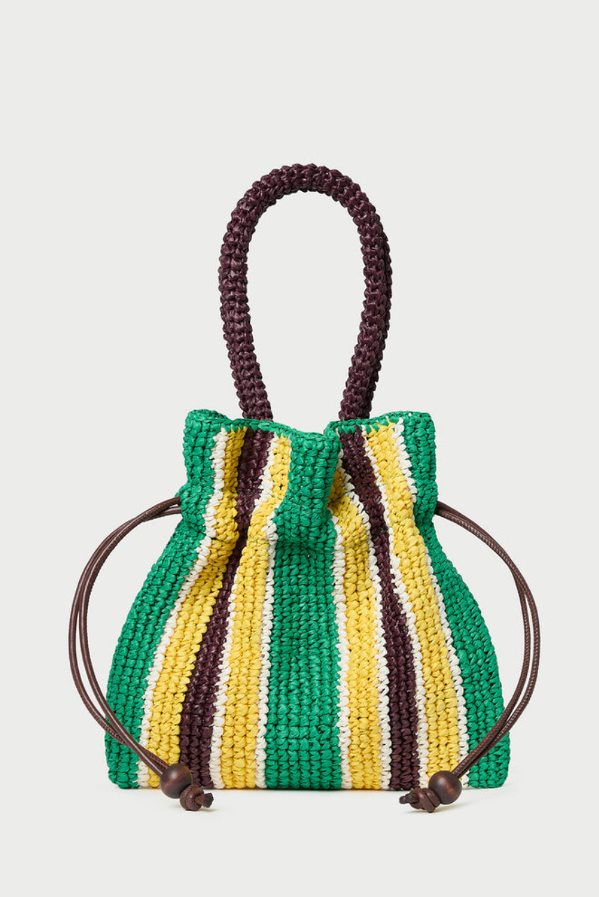 The Loeffler Randall Kylie Pouch in Green/ Yellow Raffia | Shop Eleanor