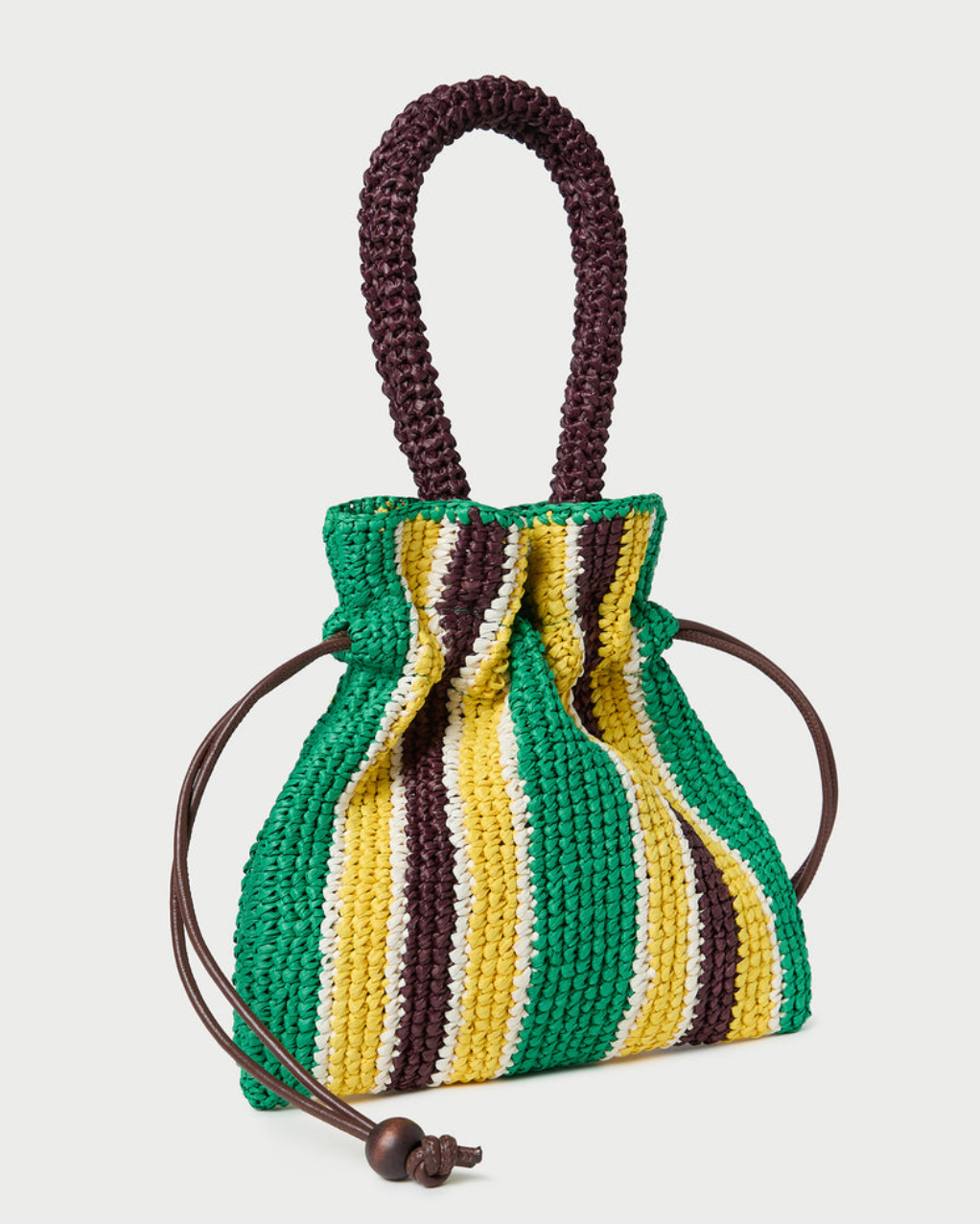 The Loeffler Randall Kylie Pouch in Green/ Yellow Raffia | Shop Eleanor