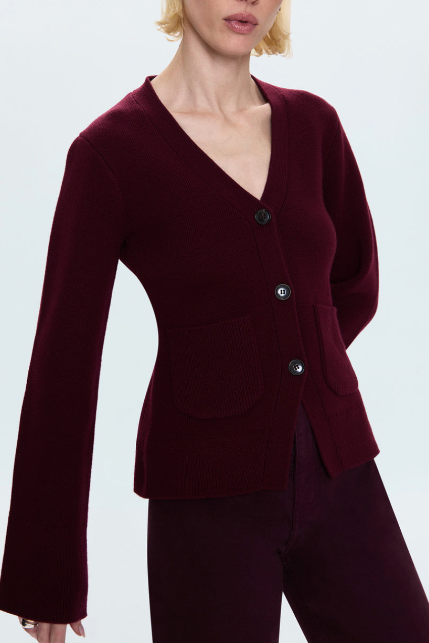 The Pistola Aeron Cardi in Claret | Shop Eleanor