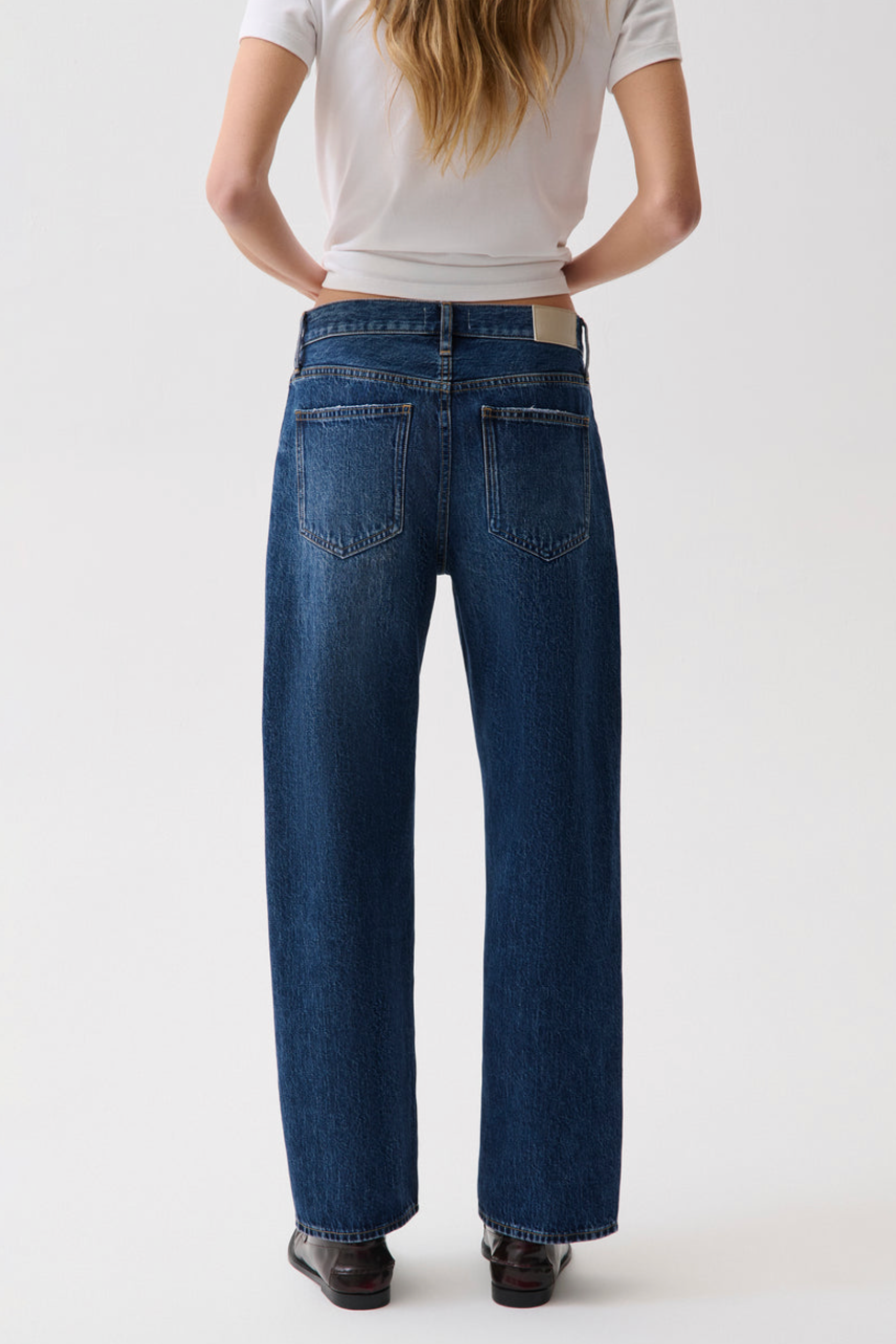 The Pistola Lexi Mid Rise Bowed Straight Jean in Moonwave | Shop Eleanor