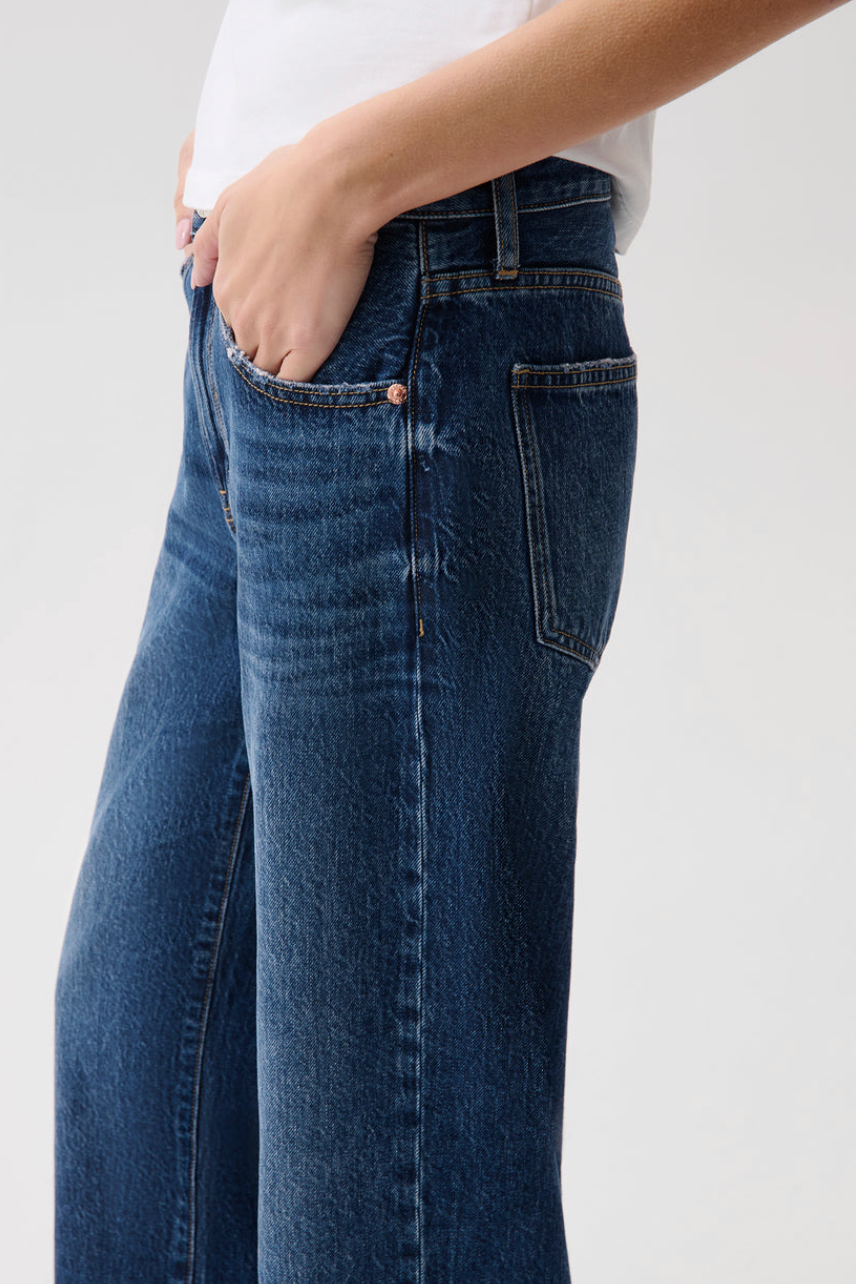 The Pistola Lexi Mid Rise Bowed Straight Jean in Moonwave | Shop Eleanor