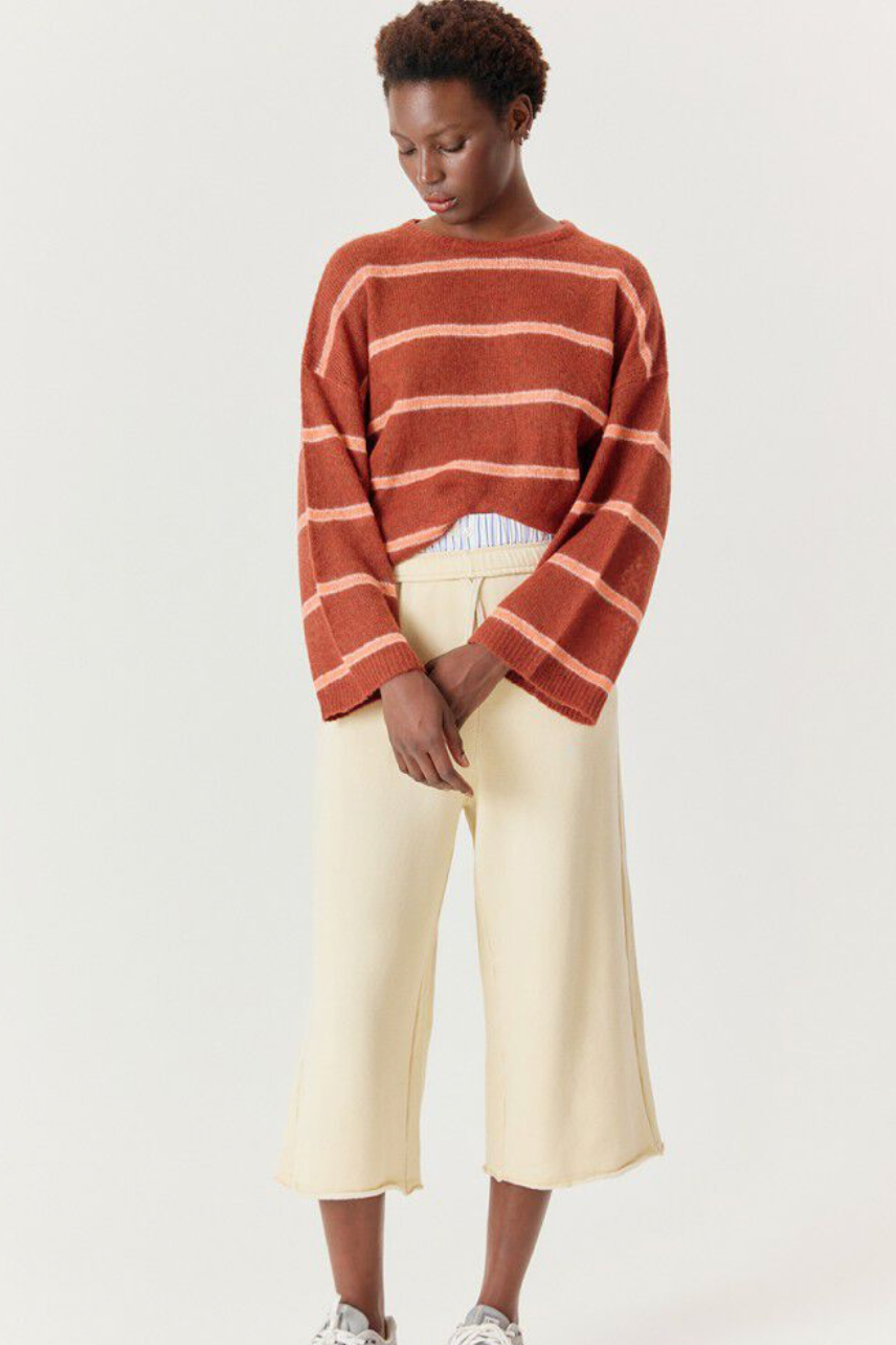 American Vintage Bodyrow Sweater in Pecan Coral Stripe | Shop Eleanor