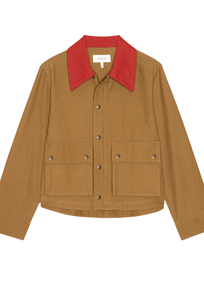 The Great The Swingy Jacket in Rust with Bright Red | Shop Eleanor