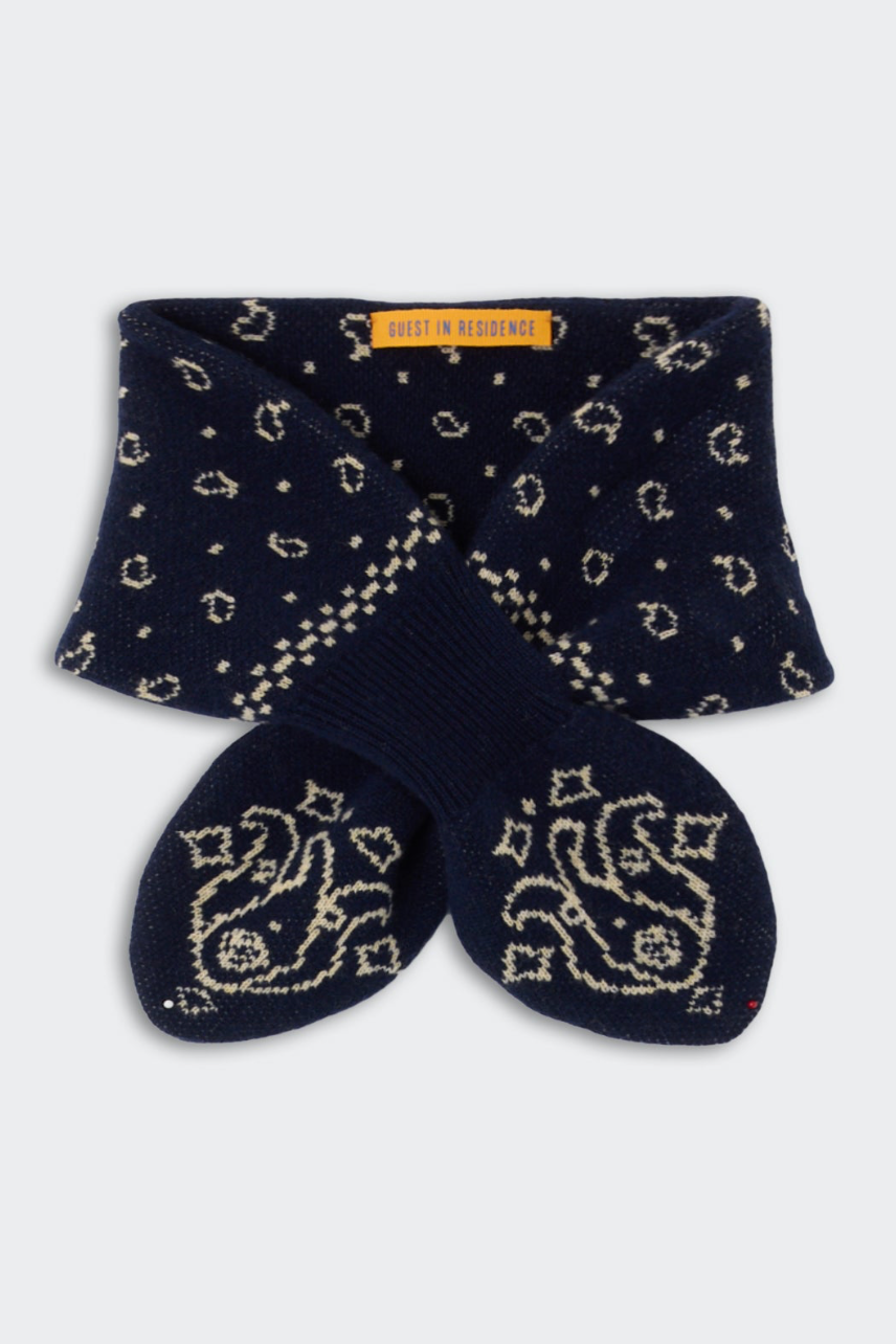 The Guest in Residence Bandana Bowtie Scarf in Midnight/Butter | Shop Eleanor