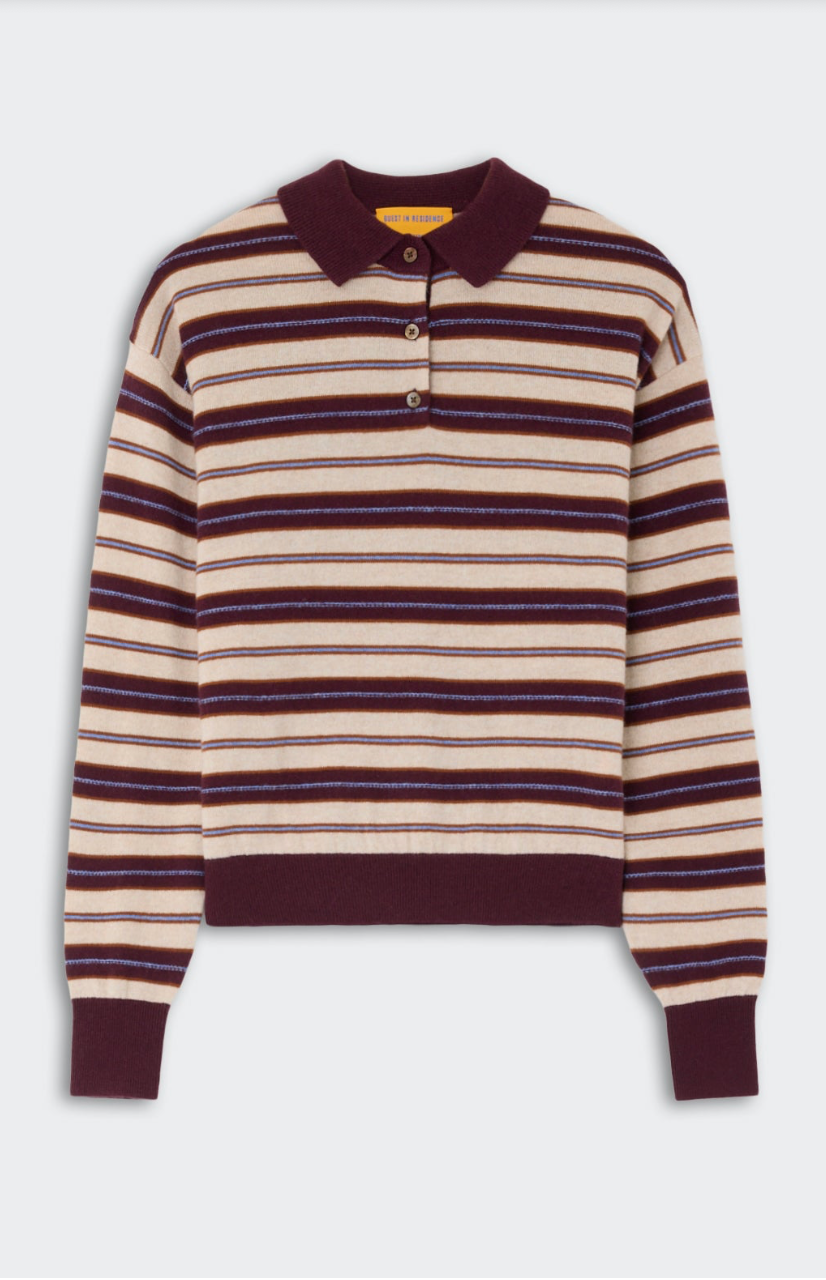 Guest in Residence Collegiate Stripe Polo in Fig Combo | Shop Eleanor