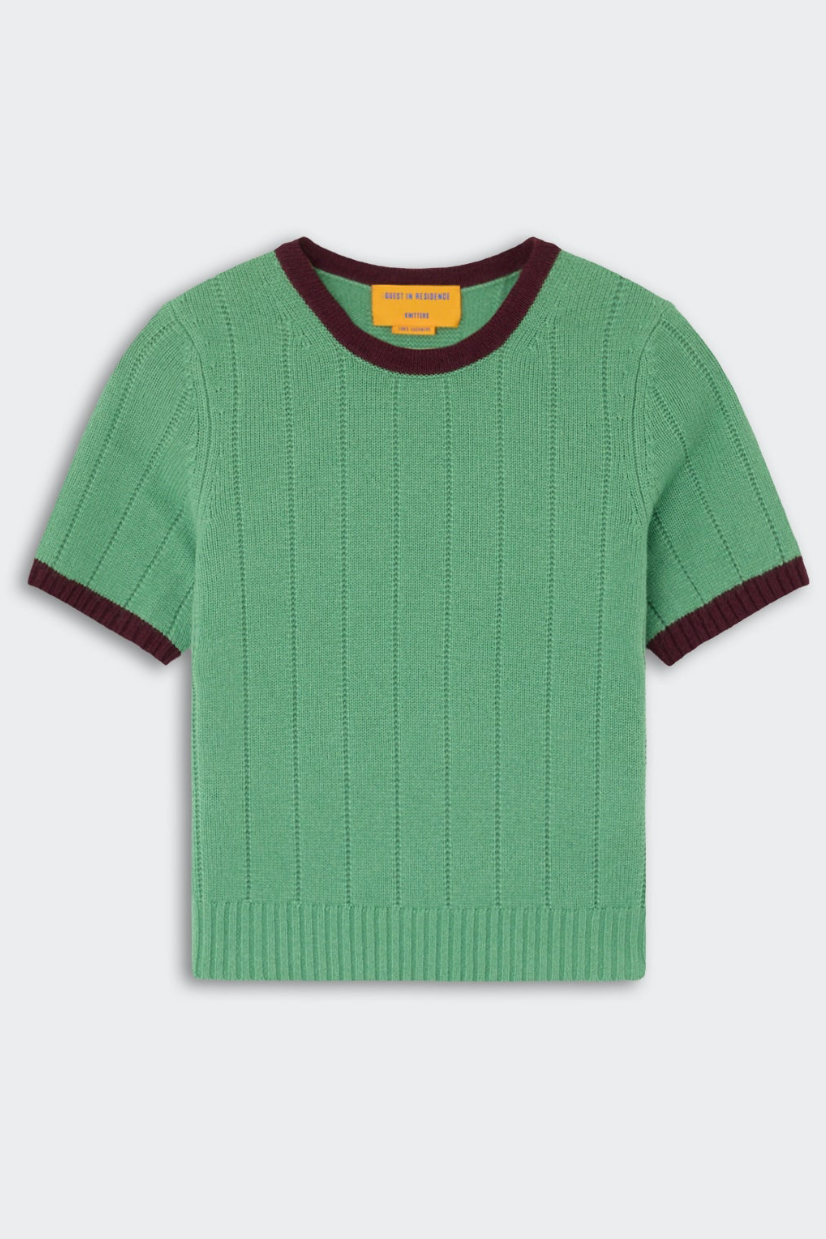 The Guest in Residence Rib Ringer Tee in Highland Fig | Shop Eleanor