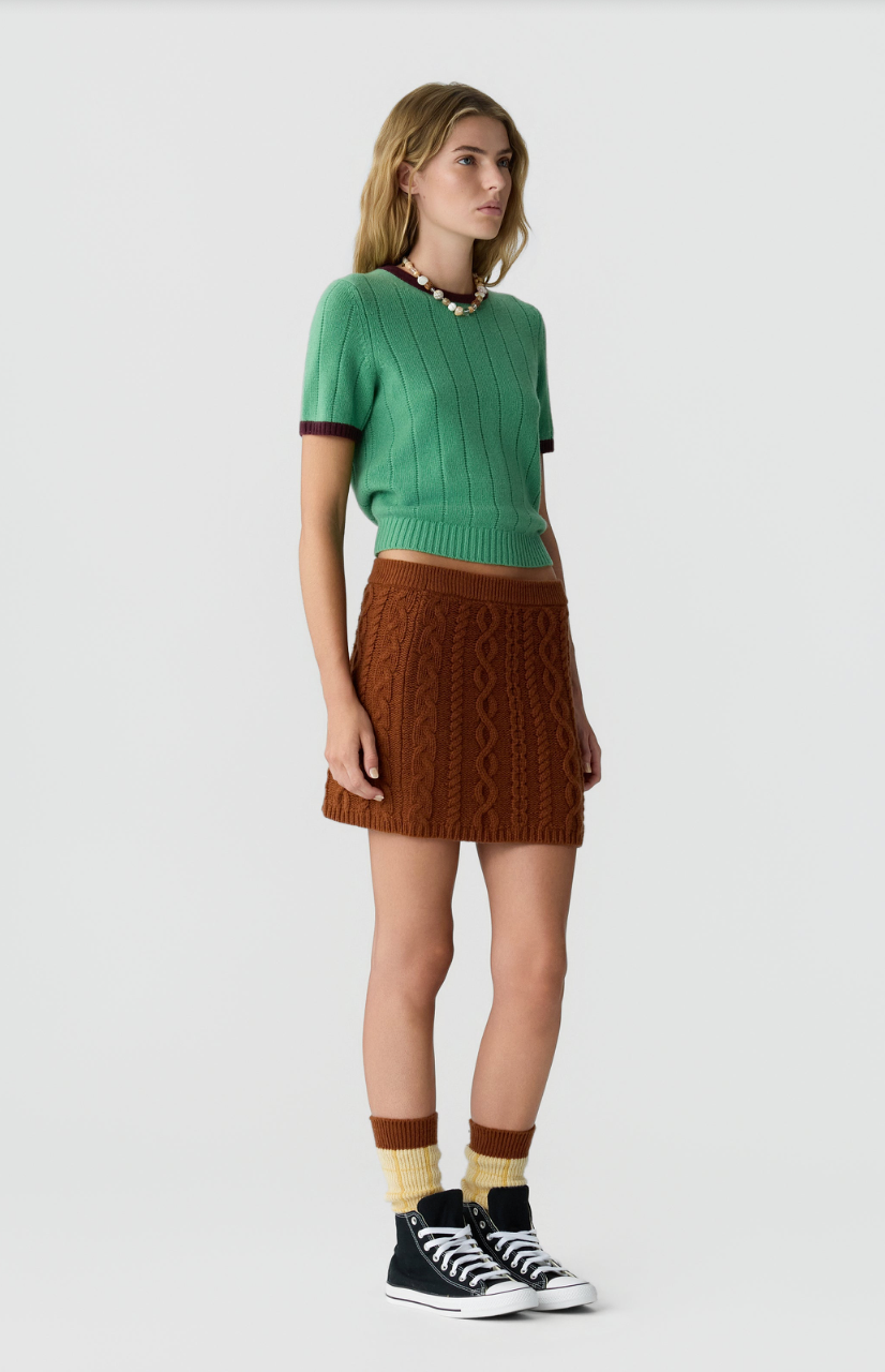 The Guest in Residence Rib Ringer Tee in Highland Fig | Shop Eleanor