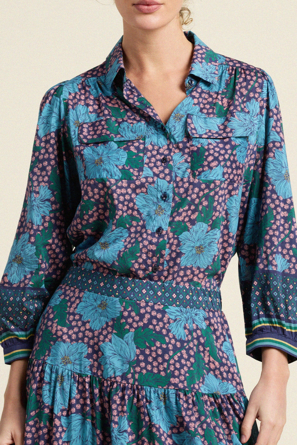 The Zola Blouse in Midnight Trellis from TROVATA | Shop Eleanor