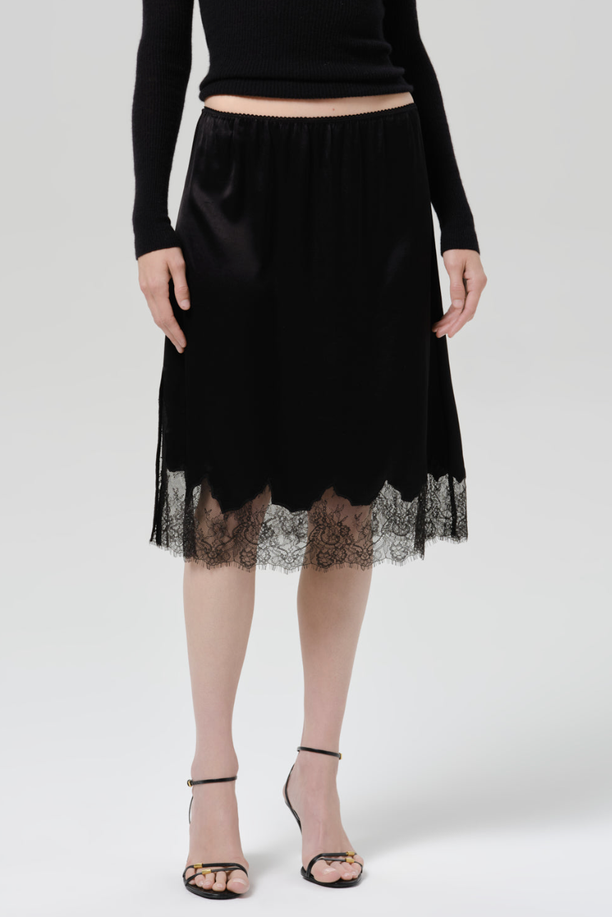 The Citizens of Humanity Lace Trim Japanese Hammered Silk Skirt in Black |
Shop Eleanor