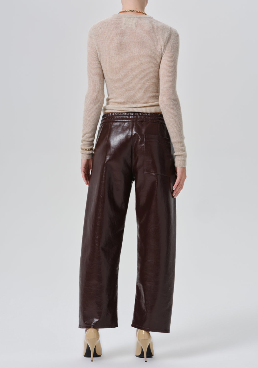 Rework Recycled Leather Pull On Pant in Burgundy | Shop Eleanor
