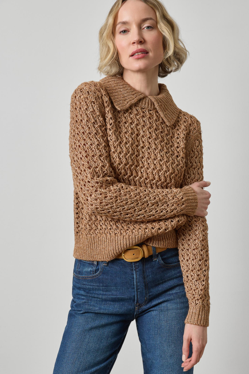 The Polo Textured Sweater in Hazelnut | Shop Eleanor