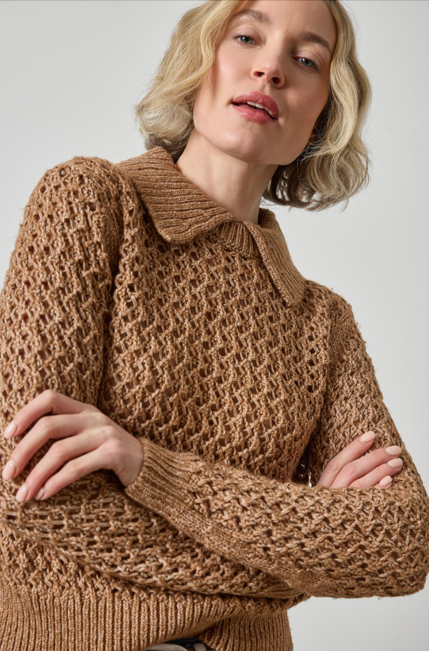 The Polo Textured Sweater in Hazelnut | Shop Eleanor