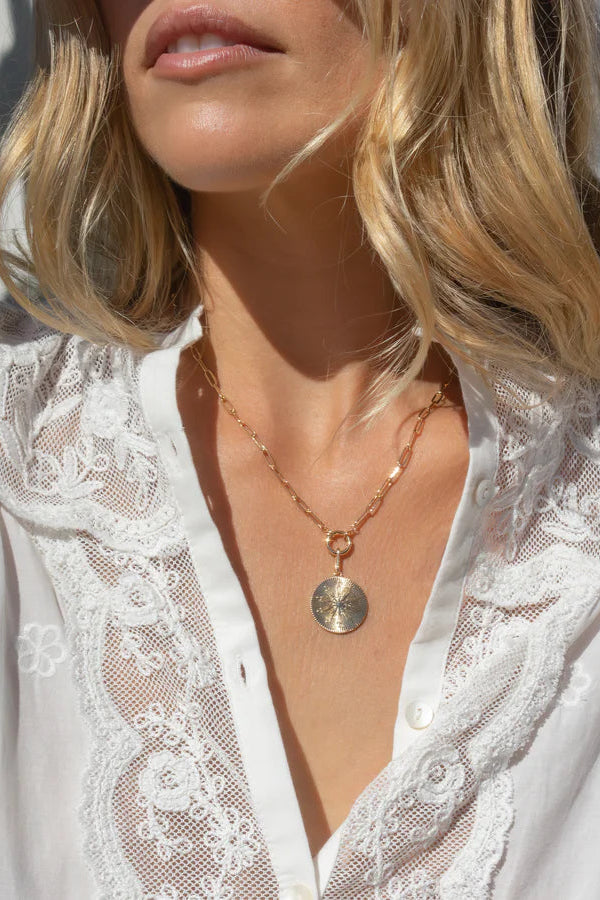 Thatch Sundial Coin Charm in Gold | Shop Eleanor