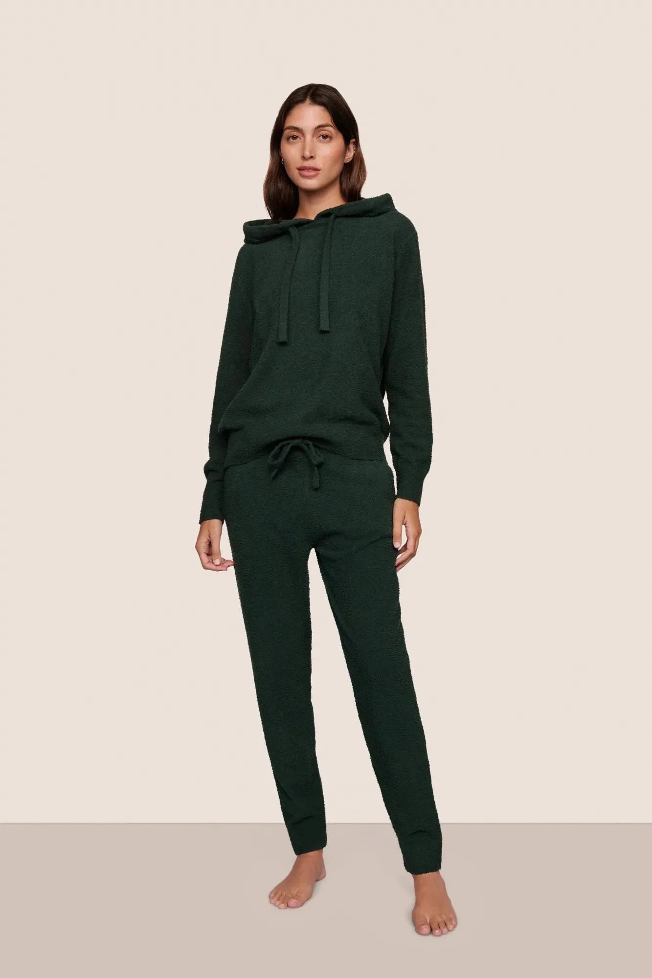 Eberjey Recycled Boucle Hoodie in Pine | Shop Eleanor