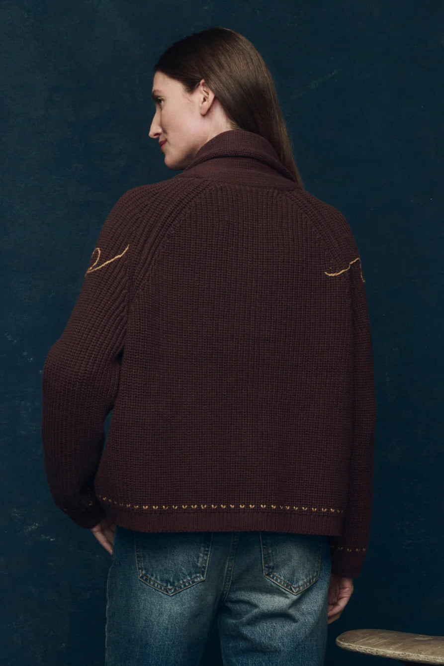 Vintage inspired cowboy cardigan with hand embroidered details