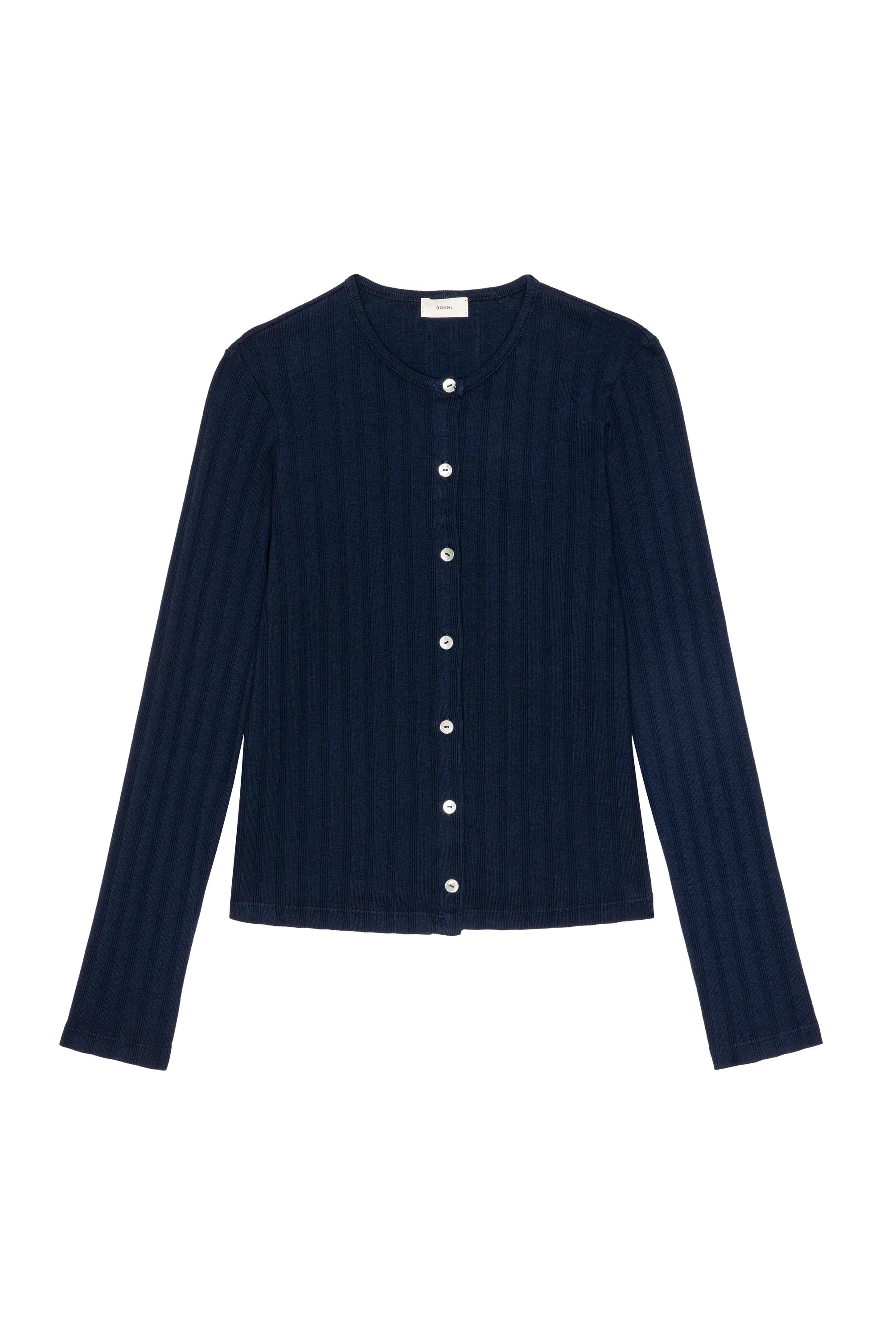 Donni Varied Rib Cardigan in Navy | Shop Eleanor