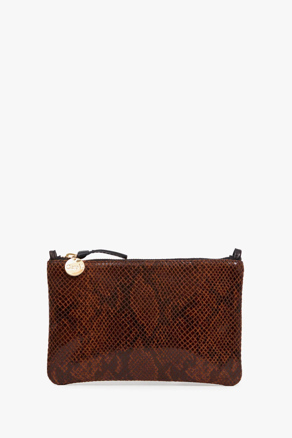 Clare V. Wallet Clutch with Tabs in Auburn Embossed Python | Shop Eleanor