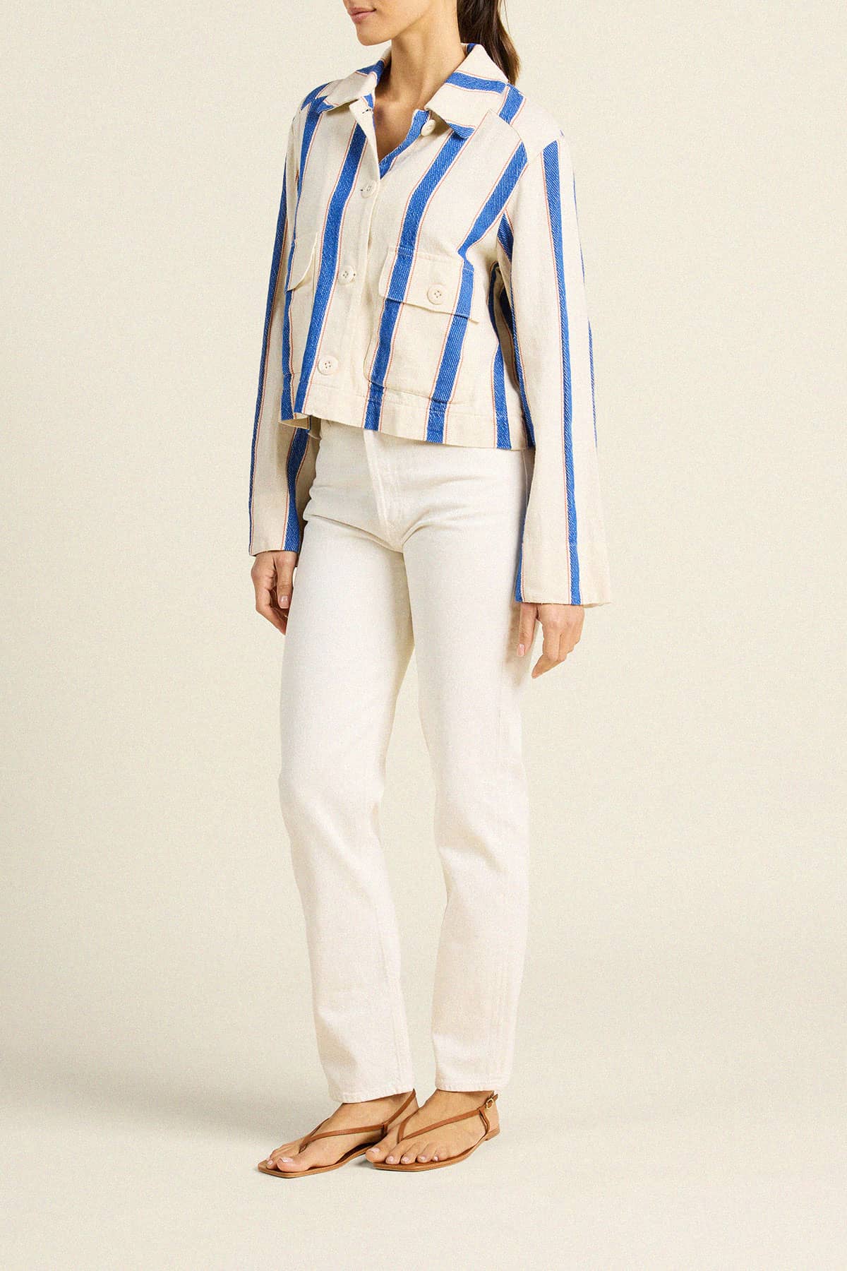Trovata Atlas Button Front Jacket in Awning Stripe | Shop Eleanor Boutique in Louisville, CO