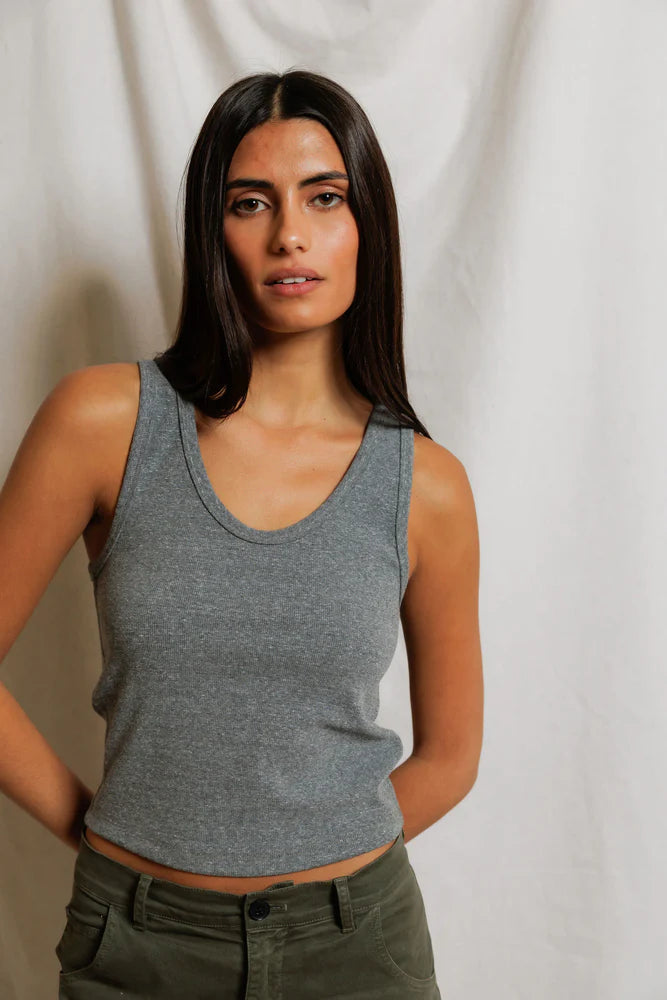 perfect white tee Blondie Tank in Dark Heather Grey | Shop Eleanor