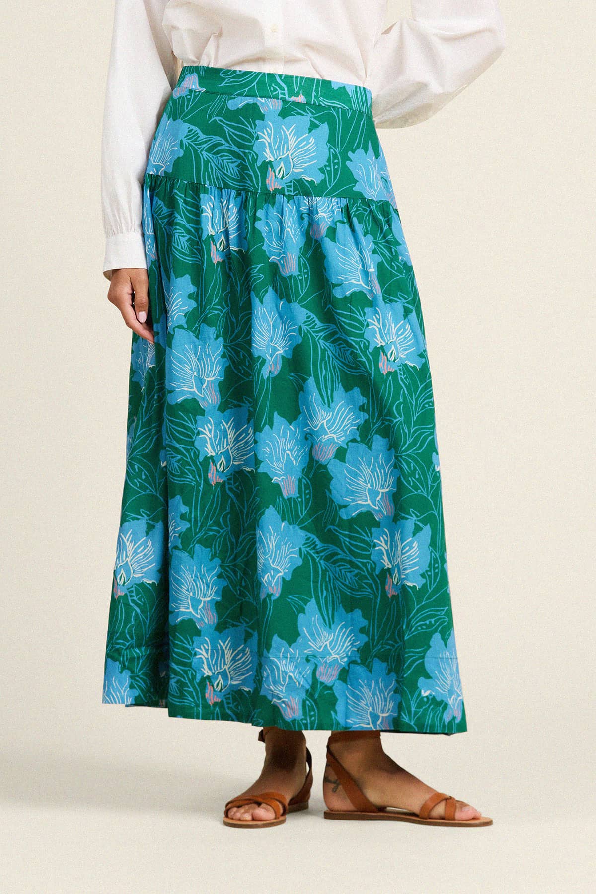Trovata Lydia Green and Blue Floral Skirt in Blue Orchid | Shop Eleanor Boutique - Women's Luxury Clothing Online