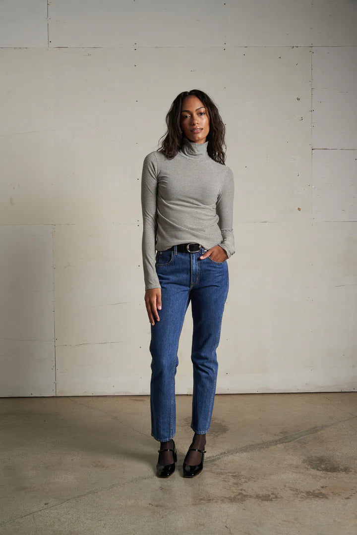 Cindy Stripe Jersey Turtleneck