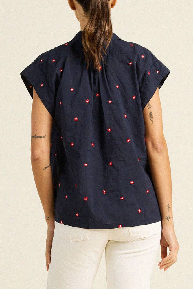 Trovata Della Shirt with Cap Sleeves in Daisy Dot | Shop Eleanor - Women's Designer Clothing in Colorado
