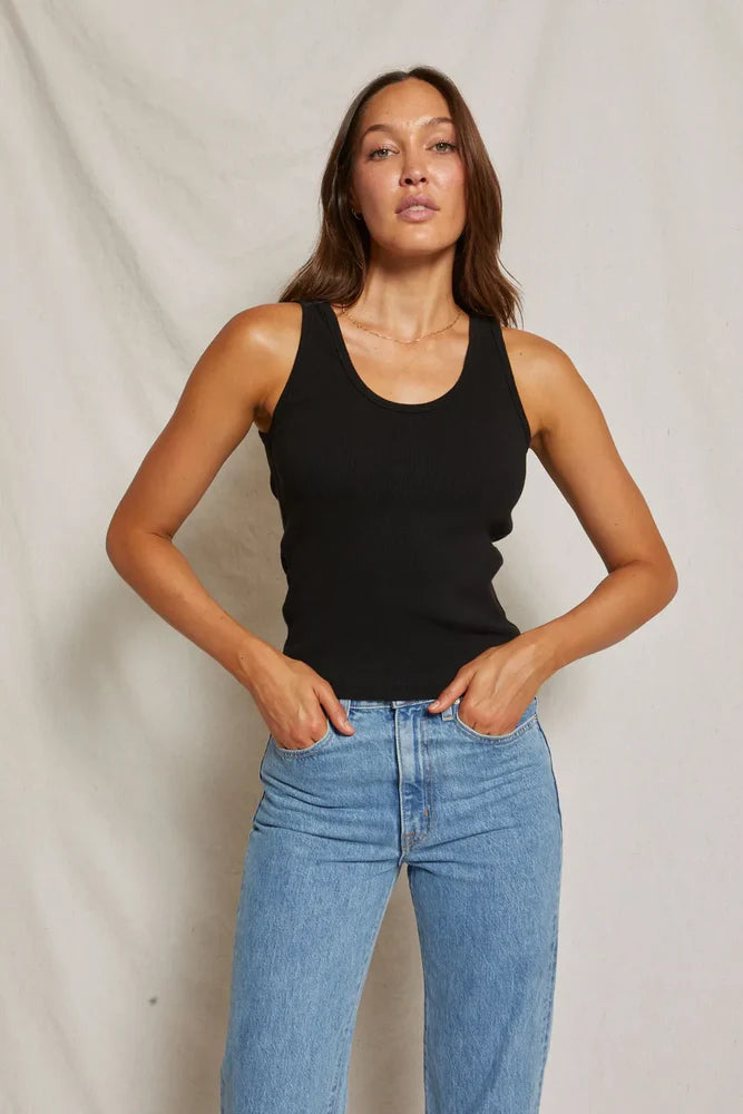 perfect white tee Debbie Tank Top in black | Shop Eleanor