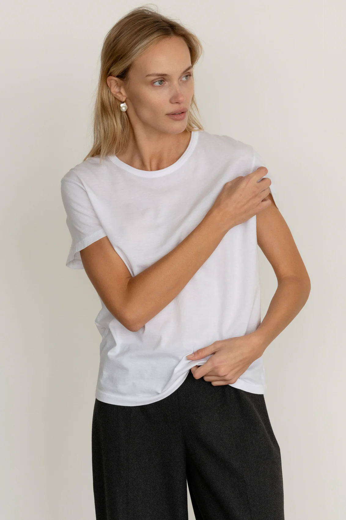 Donni Jersey Tee in Powder | Shop Eleanor - Women's Elevated Basic