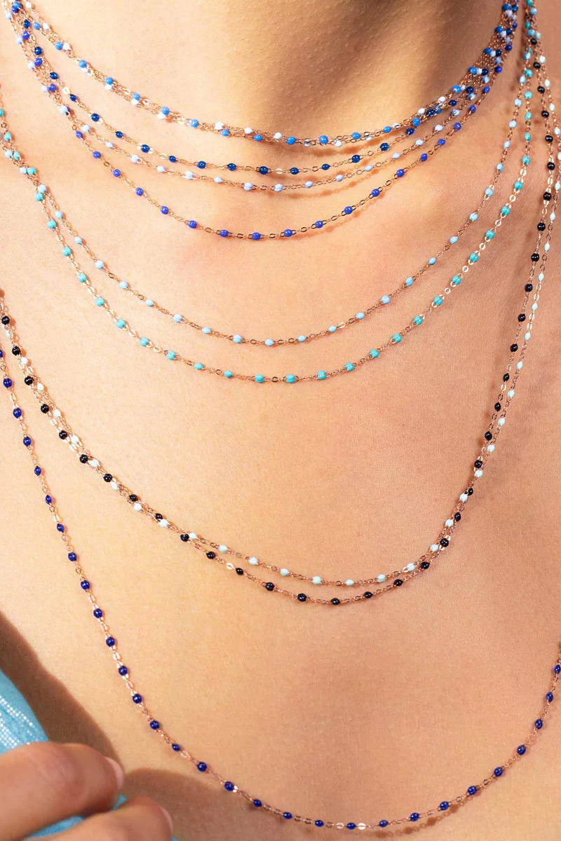 Classic Gigi Necklace Rose Gold in Baby Blue - 16.5" | Shop Eleanor