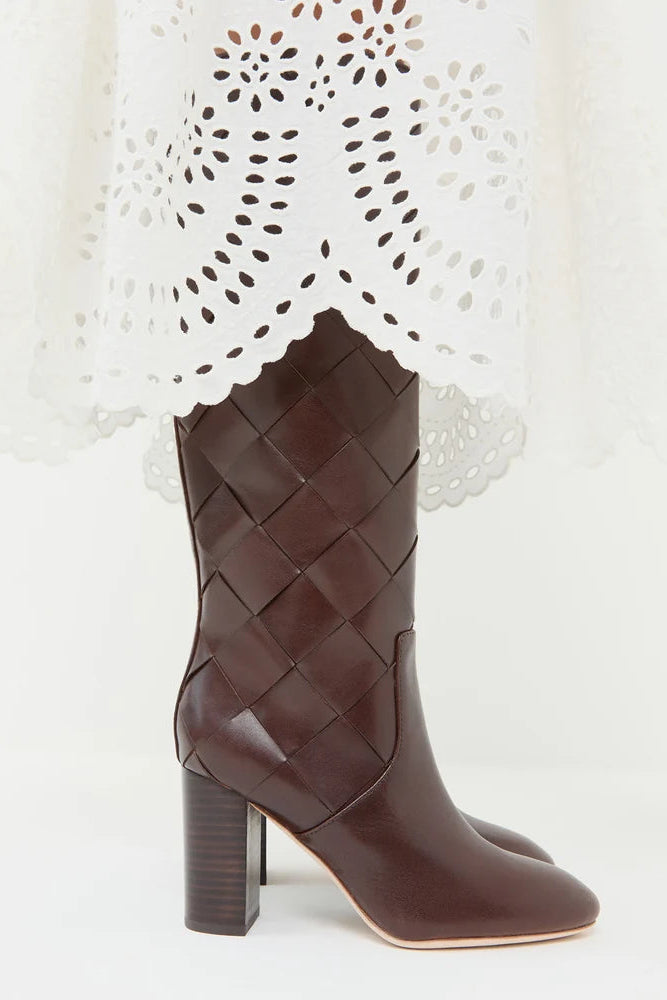Loeffler Randall Goldy Woven Tall Boot in Espresso | Shop Eleanor