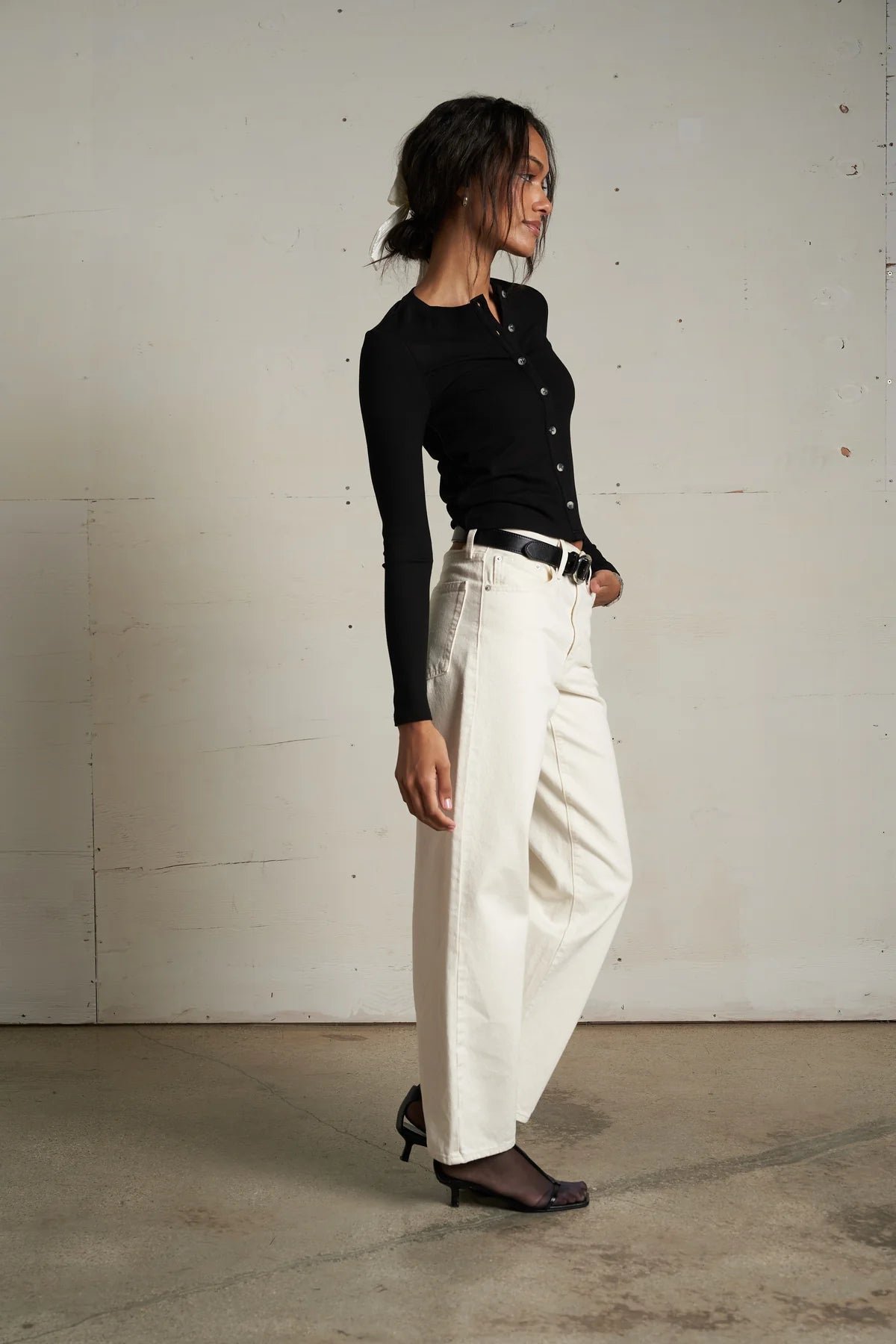 perfect white tee Maurene Luxe Rib Fitted Cardigan | Shop Eleanor