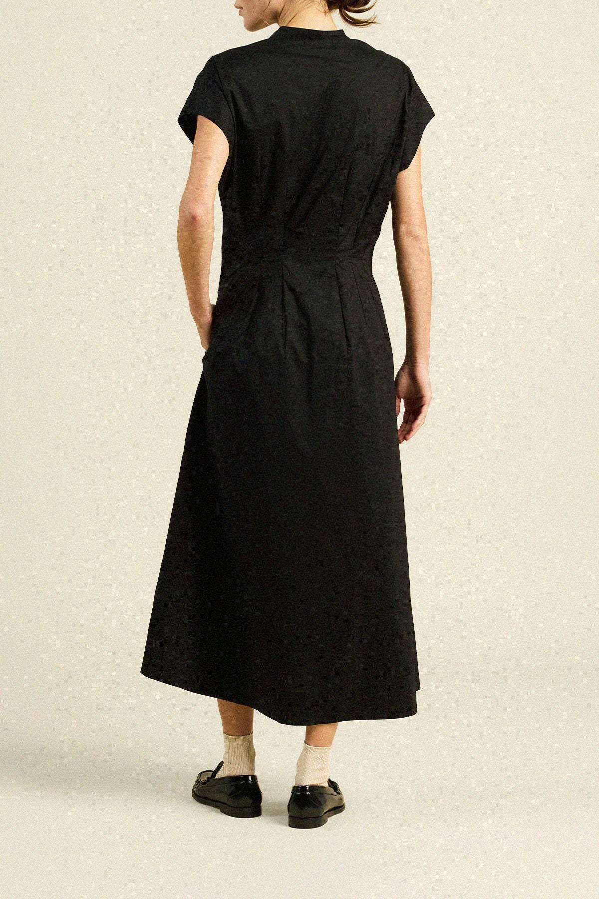 Trovata Black Modest Midi Length Dress for everyday wear or formal events | Shop Eleanor - Women's Designer near Boulder, CO