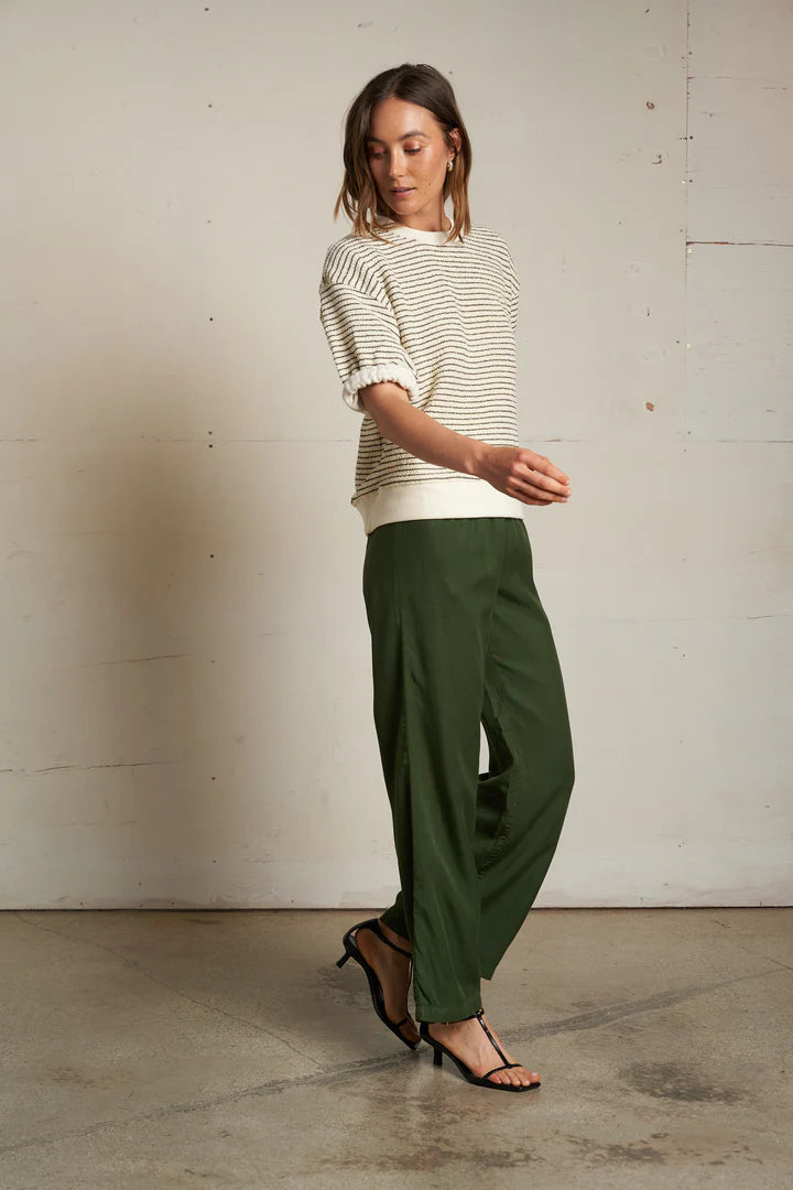 perfectwhitetee Rebecca Sweatshirt in Green Stripe | Shop Eleanor