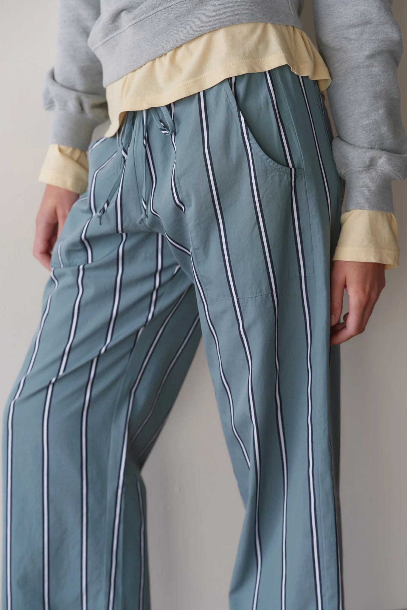 Donni Pop Stripe Pant in Sage Stripes | Shop Eleanor