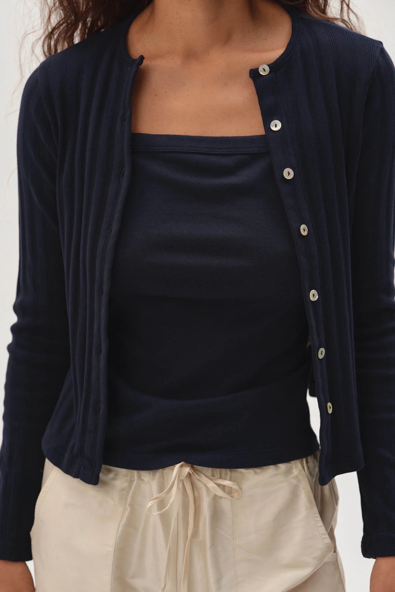 Donni Wide Rib Cardigan in Navy | Shop Eleanor